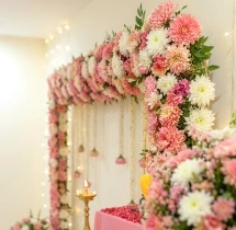 festival decorations Ganesha Puja Decoration with Pink & White Theme