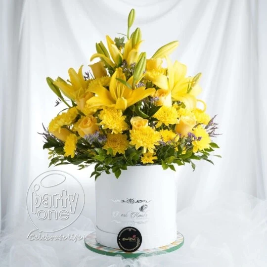 surprises Sunshine Yellow Lilies and Roses Bouquet