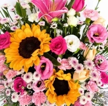 surprises Sunflower and Pink Flower Box Bouquet