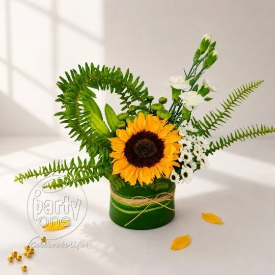 surprises Classic Sunflower And Fern Flower Pot