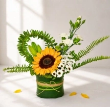 surprises Classic Sunflower And Fern Flower Pot