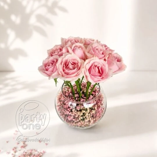 surprises Charming Pink Rose Bowl Vase