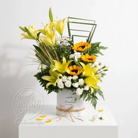 surprises Fresh Lily Sunflower Floral Box