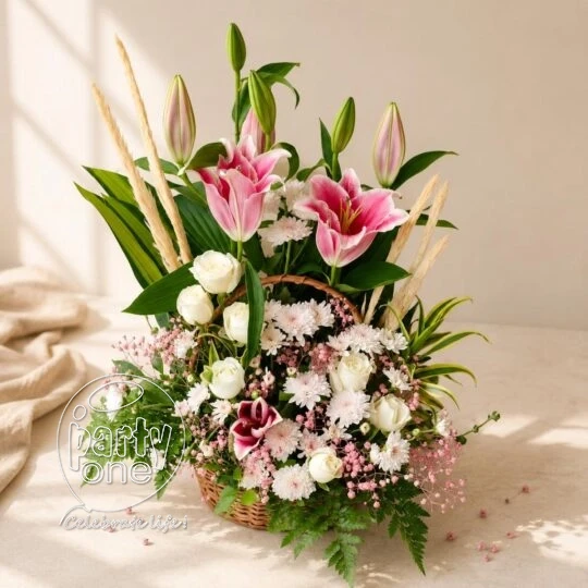 surprises Pink Lily and White Rose Charm Bouquet