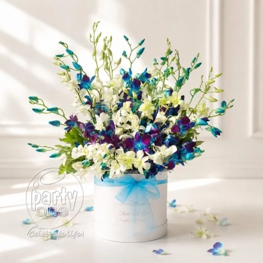 surprises Dreamy Blue Purple Orchid Flower Box