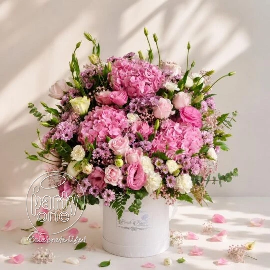 surprises Pastel Charm Hydrangea Rose Flower Box