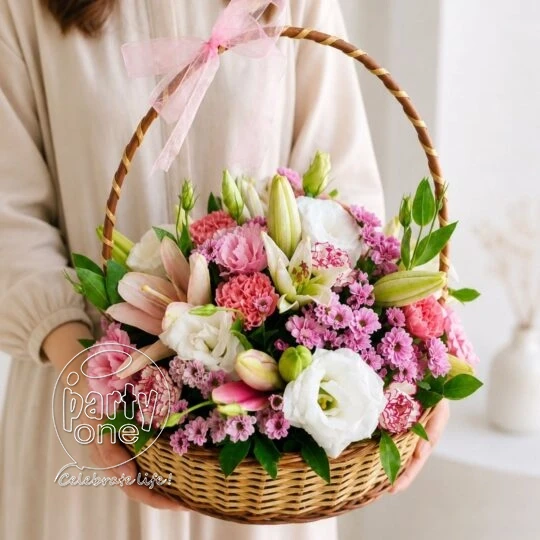 surprises Luxury Pink and White Garden Basket