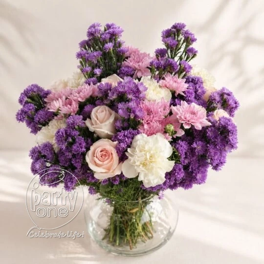 surprises Enchanting Blue Daisy Floral Glass Vase