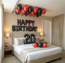 birthday Black and Red Happy Birthday Decoration