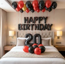 birthday Black and Red Happy Birthday Decoration