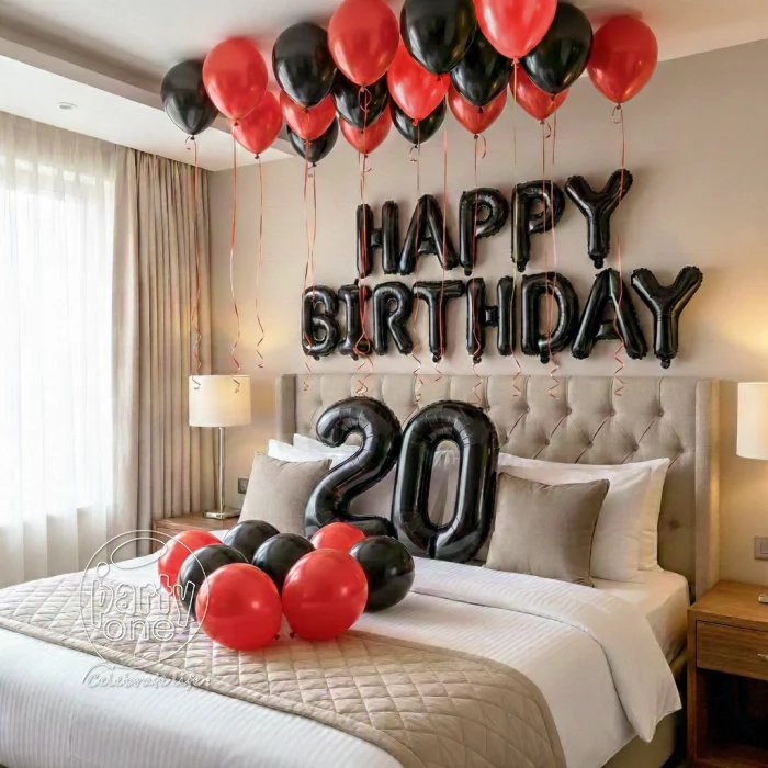 birthday Black and Red Happy Birthday Decoration