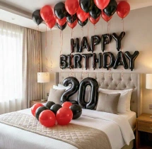 birthday Black and Red Happy Birthday Decoration