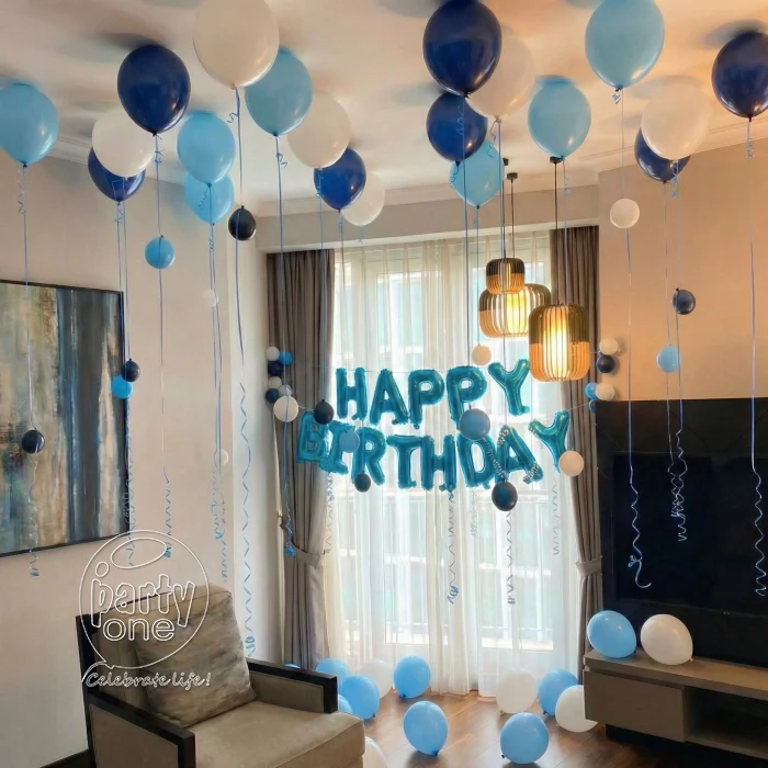 birthday Blue and White Balloon Decoration