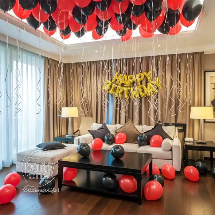 birthday Black and Red Happy Birthday Decoration