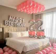 birthday Pastel Colour Ceiling Balloon Decoration