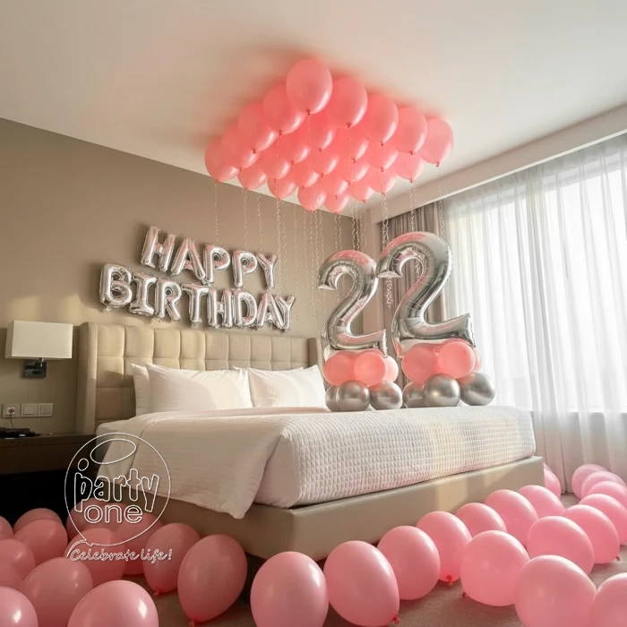 birthday Pastel Colour Ceiling Balloon Decoration