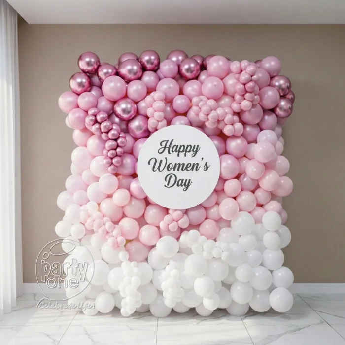 decorations Pink and White Womens Day Balloon Decor