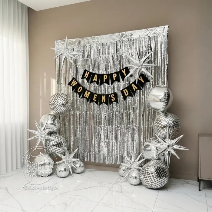 decorations Silver Metallic Womens Day Balloon Decoration