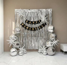 decorations Silver Metallic Womens Day Balloon Decoration