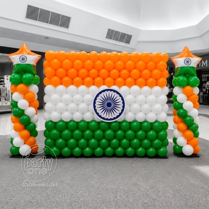 festival decorations Tricolor Balloon Backdrop and Pillars