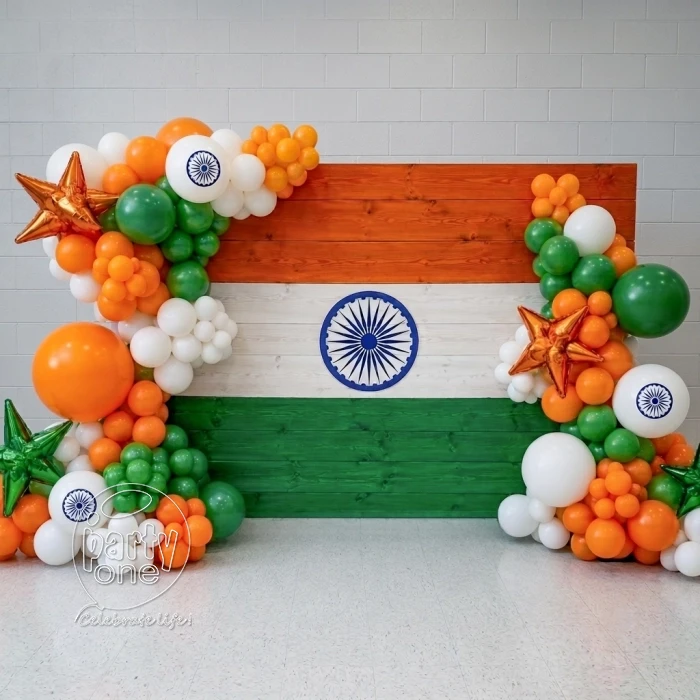 festival decorations Indian Flag Theme Balloon Backdrop