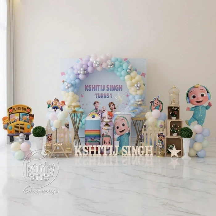 birthday Rainbow Cocomelon Theme Ring Decor