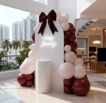 birthday Wine Red and White Birthday Balloon Decoration