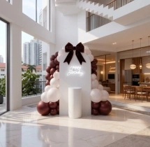 birthday Wine Red and White Birthday Balloon Decoration