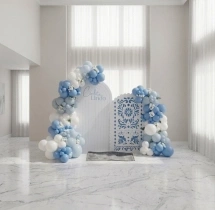 birthday Soft Pastel Blue Theme Balloon Decoration