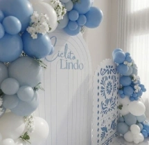 birthday Soft Pastel Blue Theme Balloon Decoration