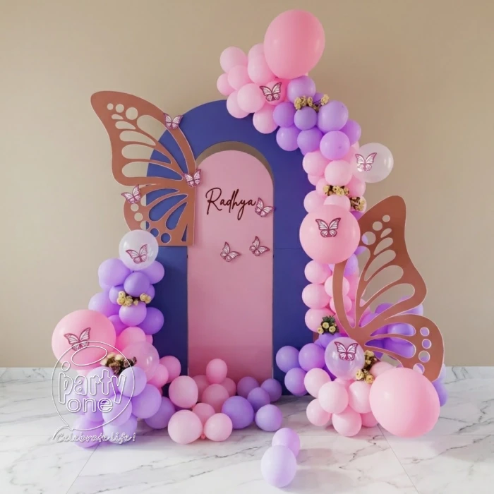 birthday Welcome Baby Butterfly Theme Balloon Decor