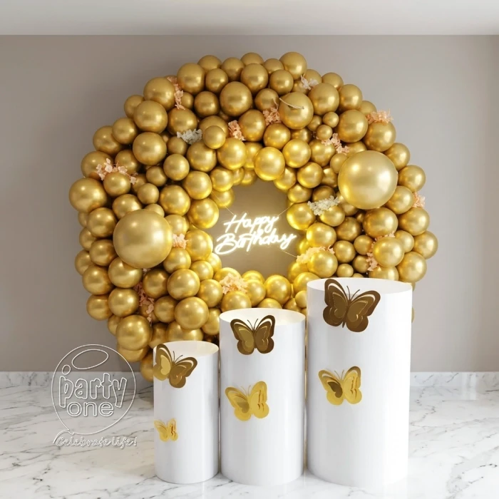birthday Golden Chrome Shiny Ring Balloon Decor