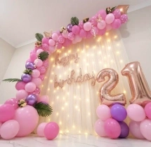 birthday Pastel Pink Theme Birthday Balloon Decoration