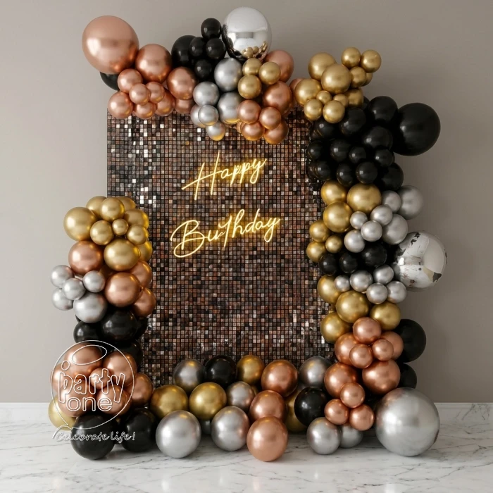 birthday Neon Light Sequin Birthday Balloon Decoration