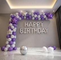 birthday Purple Silver Metallic Wall Arch Decor