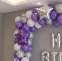 birthday Purple Silver Metallic Wall Arch Decor