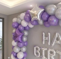 birthday Purple Silver Metallic Wall Arch Decor