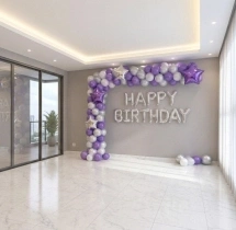 birthday Purple Silver Metallic Wall Arch Decor