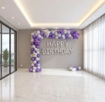 birthday Purple Silver Metallic Wall Arch Decor