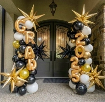 decorations Black and Gold Graduation Day Balloon Package