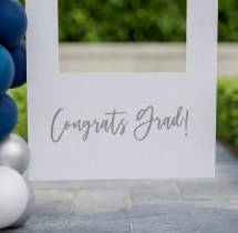 decorations Blue and Pearl White Balloon Graduation Arch