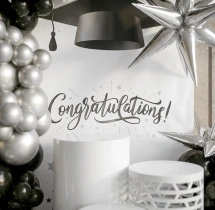 decorations Black and Silver Graduation Day Backdrop Decor
