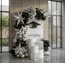 decorations Black and Silver Graduation Day Backdrop Decor