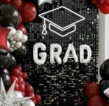 decorations Maroon Black Graduation Balloon Arch Backdrop