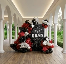 decorations Maroon Black Graduation Balloon Arch Backdrop