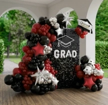 decorations Maroon Black Graduation Balloon Arch Backdrop