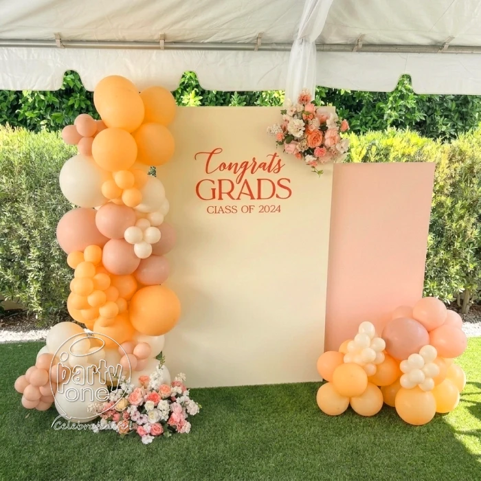 decorations Peach and Cream Theme Graduation Backdrop