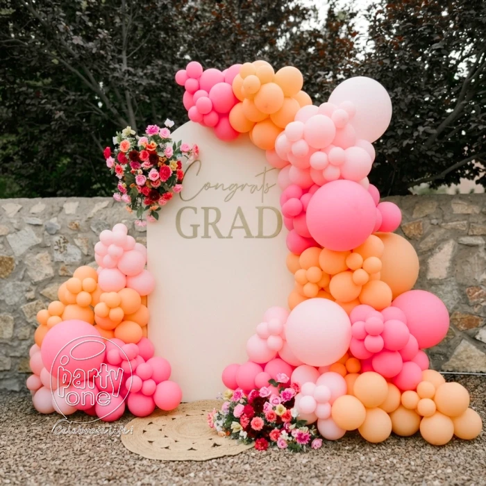 decorations Pastel Sunset Graduation Balloon and Flower Decor