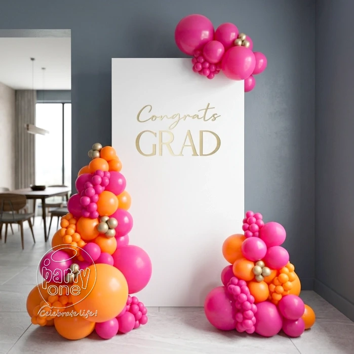 decorations Bright Pink Orange Graduation Panel Decor