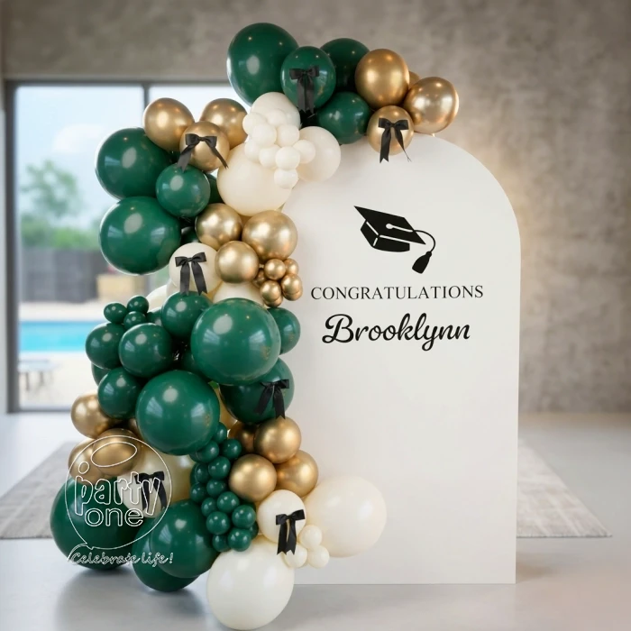 decorations Emerald Gold Personalized Grad Backdrop
